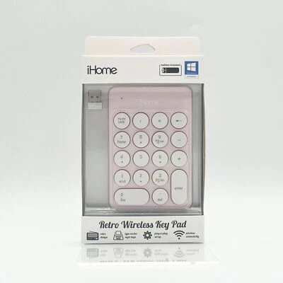 iHome Retro Typewriter Style Wireless Number Key Pad Numpad - Pink - Image 1 of 2