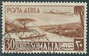 1950-51 SOMALIA AFIS POSTA AEREA USATO AEREO E VEDUTA 30 CENT - RA12-6 - Picture 1 of 1
