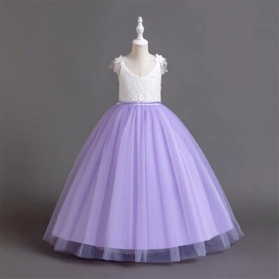Formal Flower Girls Kids Princess Bridesmaid Wedding Long Dress Evening Gown New - Image 1 of 4
