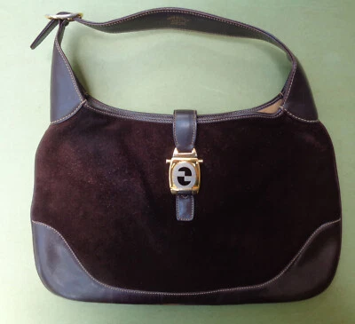 1970s GUCCI Jackie O model PURCHASED in ITALY suede handbag 10 x 16 inches - Image 1 of 4