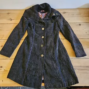 Joe Browns Military Style Coat Size UK 10 Black Floral Steampunk Victorian Goth - Picture 1 of 16