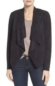 kut from the kloth womens solid black faux Suede leather long sleeve jacket xs - Picture 1 of 4