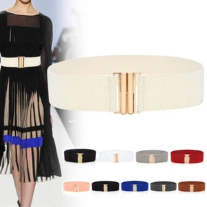 Womens Waistband Thick Metal Buckle Wide Waist Stretchable Elastic Corset Belt ♡ - Picture 1 of 25