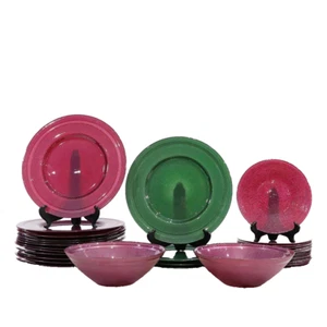 MURANO 30 Pieces Modern Design Glass Plates, Bowls - Picture 1 of 6