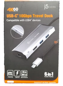 4K60 Elite USB-C 10Gbps TRAVEL DOCK JCD392 J5create NEW FREE/FAST SHIP - Picture 1 of 3