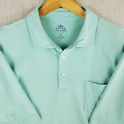 PETER MILLAR Size XL Seaside Wash Blue/Green Stripe Mens Polo Shirt Soft - Image 1 of 4