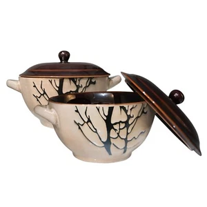 Soup Bowls With Handles - 30 Ounce - Set of 2 - with Lid - Picture 1 of 7