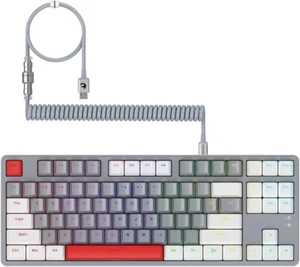 Wired Gaming Keyboard with Coiled Usb C Cable-Hot Swappable Mechanical Keyboard - Picture 1 of 15