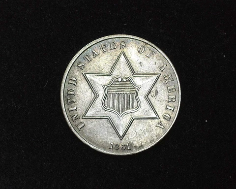 HS&C: 1861 Three Cent Silver AU - US Coin Cover