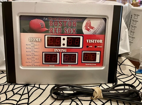 Boston Red Sox World Series Champions Scoreboard Clock Date Temp Alarm Cover