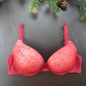 Ambrielle Bra Size 34C Red Padded Underwire Adjustable Clasp Back - Picture 1 of 10