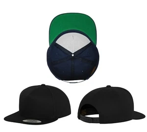 Flexfit Classic 5 Panel High Profile Flat Peak Snapback Cap Baseball Hat - Picture 1 of 4