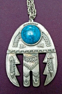 Collar de colección estilo nativo americano rafaeliano peltre sintético turquesa - Imagen 1 de 5