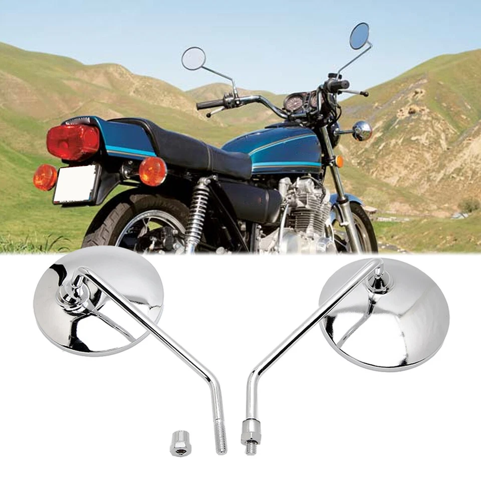 2x Espejos retrovisores laterales cromados para Suzuki GS 125 150 500 450 750 650 1100 10mm Foto 1 de 4