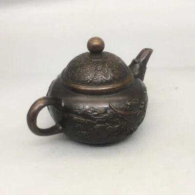 Collection of antique bronze artifacts, dragon and phoenix teapots - Image 1 of 4