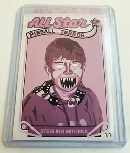 1/1 Neon Black Tiger- Sterling Mitoska ALL STAR PINBALL CARD - PINK TONE TERROR - Picture 1 of 2