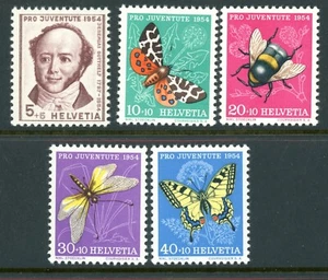 1954 Switzerland Semi Postal Insects Scott # B237 - 241 F-VF Mint NH - Picture 1 of 1