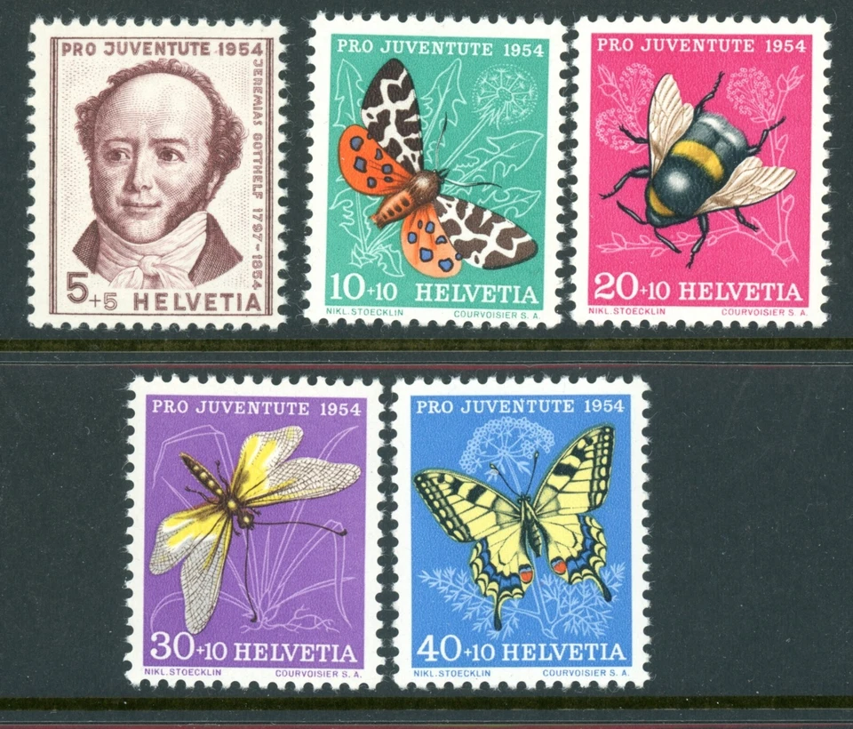 1954 Switzerland Semi Postal Insects Scott # B237 - 241 F-VF Mint NH - Image 1 of 1