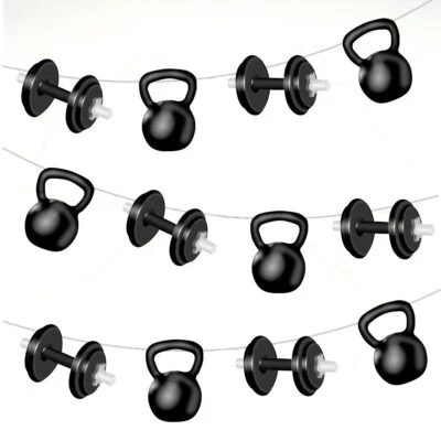 AK PARTY SUPPLIES Gym Weights Bunting Birthday Events Party Decorations 12pcs / 2.5m Ribbon
