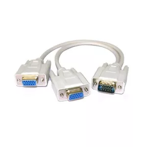 VGA SVGA 1 PC TO 2 MONITOR Male to 2 Dual Female Y Adapter Splitter Cable 15 PIN - Picture 1 of 2