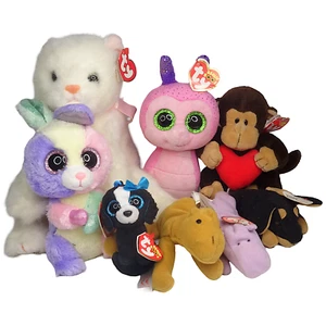 Vintage & Modern Beanie Babies Lot Crystal Cat Doby Doberman Tracy Dog & More - Picture 1 of 17