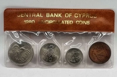 CYPRUS 1980 YEAR SET MILS COINS IN WALLET CASE - Image 1 of 2