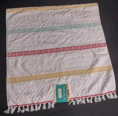 先锋女式全新带标签浴巾雕刻条纹 27 英寸 x 52 英寸花卉棉黄色  — 第 1/4 张图片