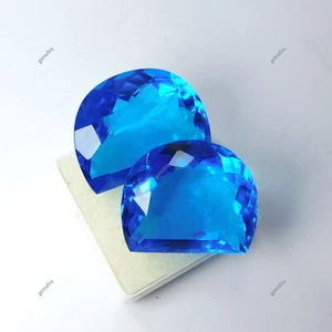 Coppia Gemme Sciolte Taglio Fantasia 182,75 Ct Create in Laboratorio Blu Zaffiro CERTIFICATE - Foto 1 di 13