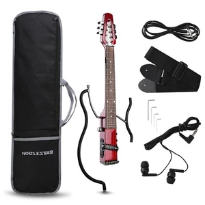 Mini Travel Electric Guitar W/Gigbag strap headphones 2 metal rods - Picture 1 of 11