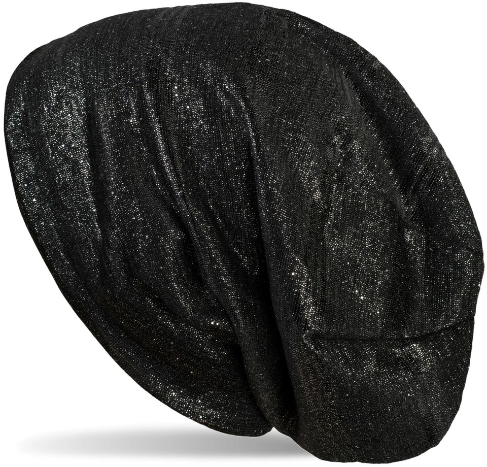 Berretto beanie con fili di brillantini e piccole paillettes, slouch long beanie - Immagine 1 di 1