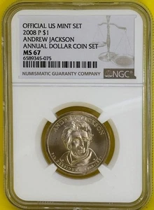 2008 P Andrew Jackson  Presidential One Dollar NGC MS67 - Picture 1 of 4