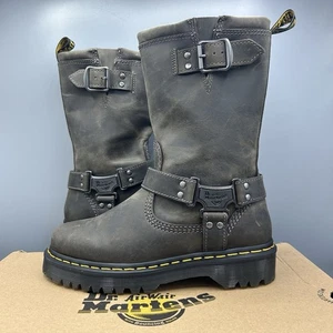 Dr. Martens Anistone Hi Grey Burnished Waxy Leather Biker Boots UK 5 EU 38 US 7 - Bild 1 von 10