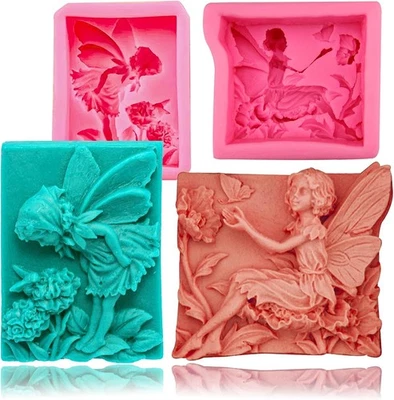 Wehous 2PCS Silicone Soap Molds, 3D Fairy Flower Silicone Molds for Fondant Choc - Image 1 of 4