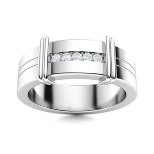 Gold Herren Ewigkeit Band Rund 0,10 Karat Echter Diamant Fein 14K Weiß Ring... - Bild 1 von 3