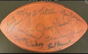 ARCHIE MANNING , LEN DAWSON, Y.A TITTLE MULTI SIGNED AUTOGRAPHED FOOTBALL JSA - Picture 1 of 3
