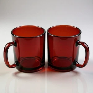 2er Set Arcoroc France Rubinrot 3 5/8" Glas Kaffeetasse Tassen Becher France - Bild 1 von 4