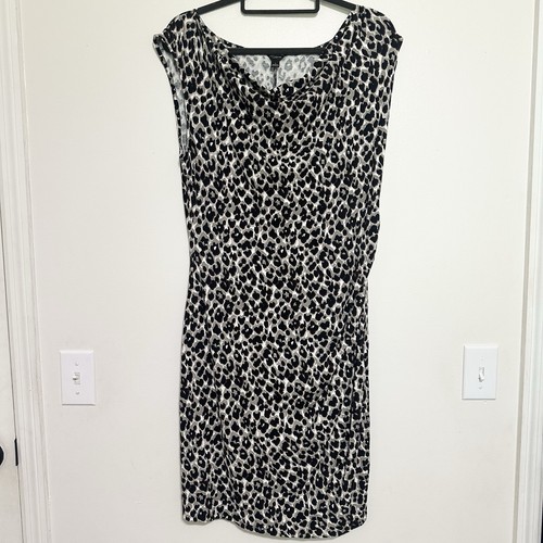 VETEMENTS Abito Ann Taylor stampa leopardata scollo cappuccio tubino aderente mob moglie taglia large