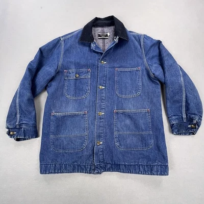 Chaqueta de Colección Sears Para Hombres Grande Azul Denim Manta Forrada Tareas Abrigo Ropa de Trabajo Años 70 Foto 1 de 4