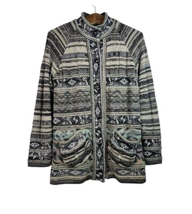 Cardigan maglione donna vintage colorato invernale floreale geometrico made in Japan - Foto 1 di 11