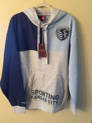 KANSAS CITY SPORTING CLUB MITCHELL & NESS HOODED SWEATSHIRT/MENS LARGE/NEW!! - Image 1 of 3