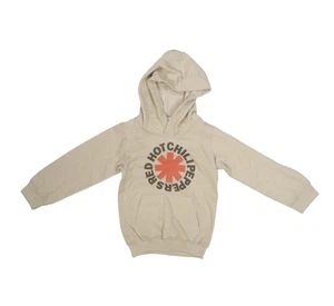 Red Hot Chili Peppers Hoodie Youth 4T Beige Pullover Band Logo Sweatshirt New - Picture 1 of 9