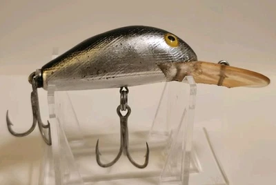 Vtg Rebel Humpy R Silver/Black 2 1/2" Diving Humpback Crankbait Fishing Lure - Image 1 of 4