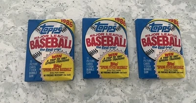 1986 Topps Baseball Wax Packs - Lot of 3 / 45 cards FREE SHIPPING