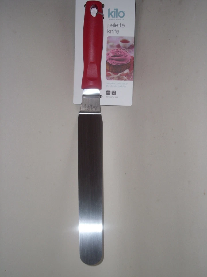 Cuchillo de paleta Kilo acero inoxidable en ángulo con mango rojo N122 Foto 1 de 1