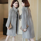 Faux Mink Fleece Coat Women Midi Stand Collar Faux Fur Jacket Loose Plus Size