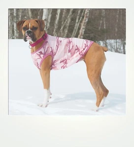 Large Cold Woof Hund Haustier T-Shirt Thermo Waffelstrick Rosa Camouflage Herbst Winter - Bild 1 von 2