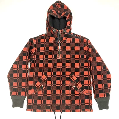 Suéter con Capucha RRL Rojo y Negro 1/4 Cremallera Búfalo Cuadros Vellón Mezcla Lana Pequeño Foto 1 de 4