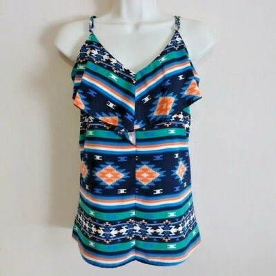 Francesca's Women's Aztec Print Ruffle Front Tank Top EUC - Size Small - Image 1 of 4