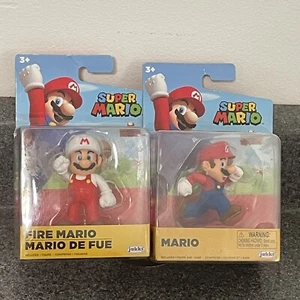 2 - Super Mario & Fire Mario Brothers Figure World Of Nintendo Video Game Jakks - Picture 1 of 10