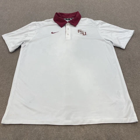 Florida State Seminoles Polo Shirt Mens Large Nike Dri Fit Short Sleeve College Cover